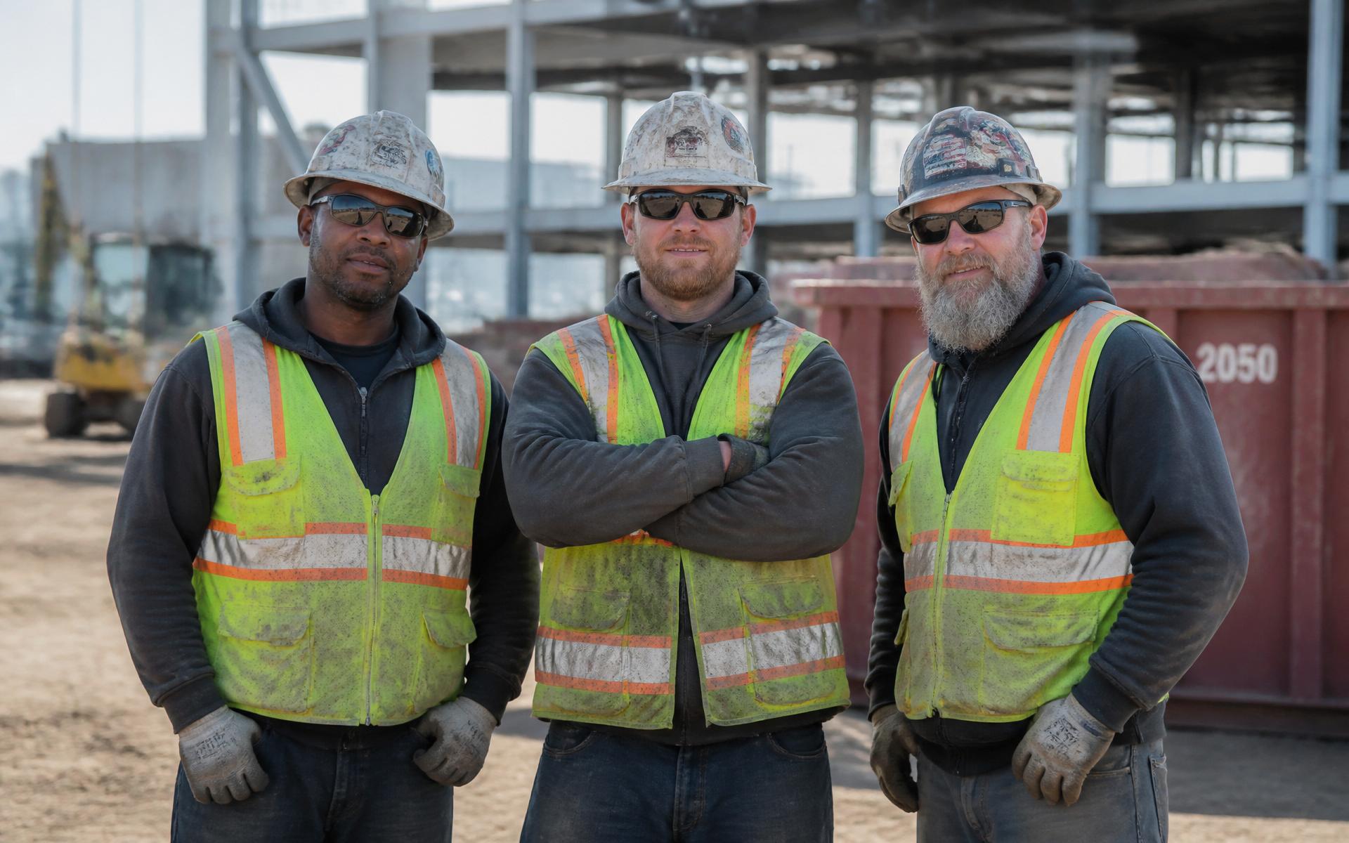 USA Dumpster Rent crew on a construction site